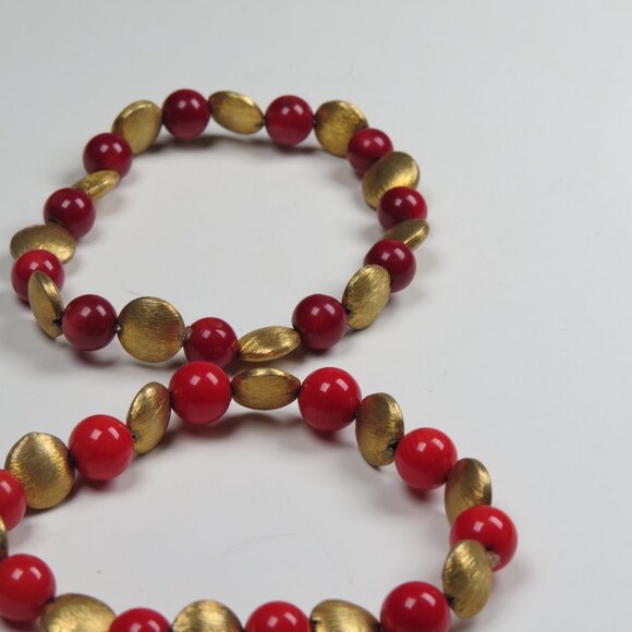 Genuine Coral Sterling Silver18k plated beads Bracelets lot sale 2 pieces - Picture 2 of 5